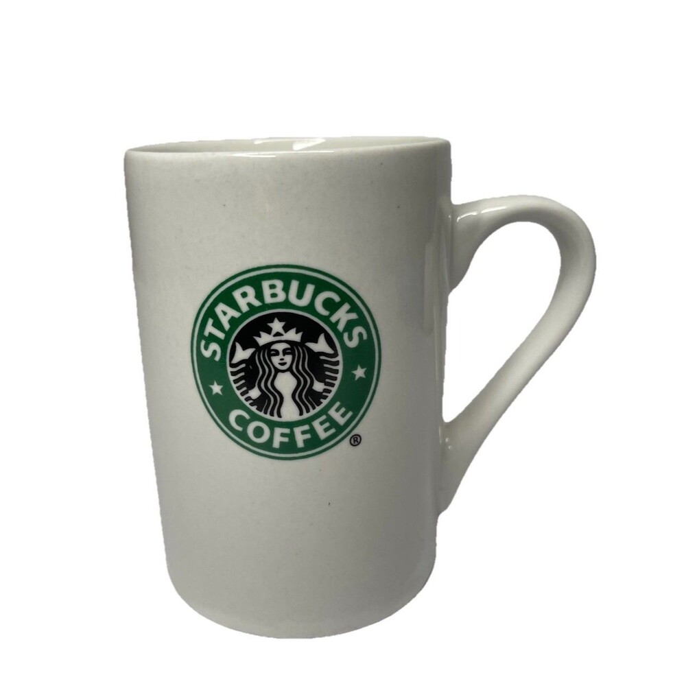 Starbucks Classic Green Mermaid Logo Coffee Tea Ceramic Cup Mug 10 fl oz White